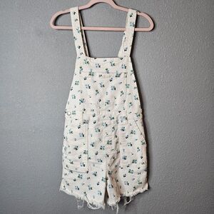 WeWoreWhat Overall Shorts Shortalls Womens Junios S White Blue Floral Girly Cute